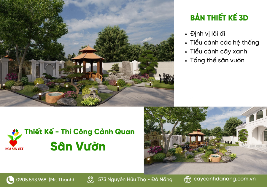 Bản thiết kế 3D tổng thể khu vực sân vườn Đà Nẵng