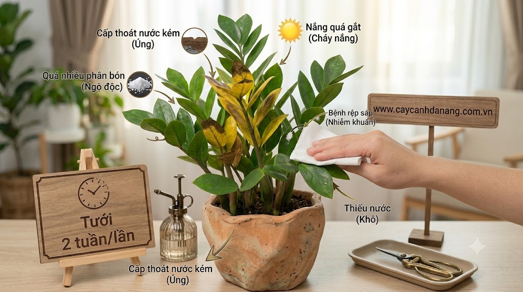 Nguyên nhân khiến Cây Kim Tiền Bị Vàng Lá