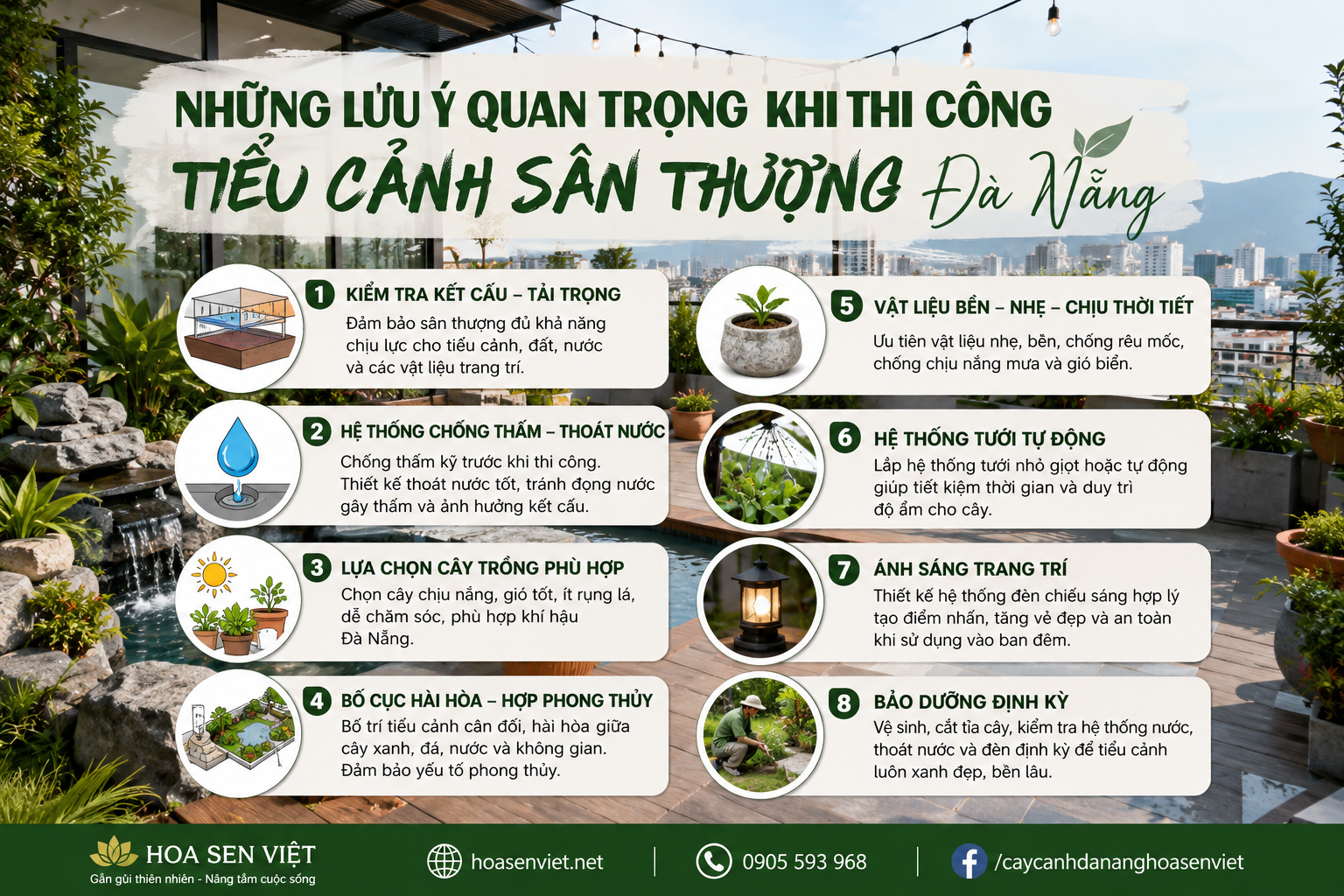 Những Lưu Ý Quan Trọng Khi Thi Công Tiểu Cảnh Sân Thượng Đà Nẵng
