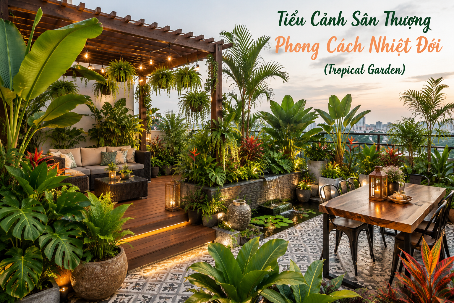 Tiểu Cảnh Sân Thượng Phong Cách Nhiệt Đới (tropical Garden)