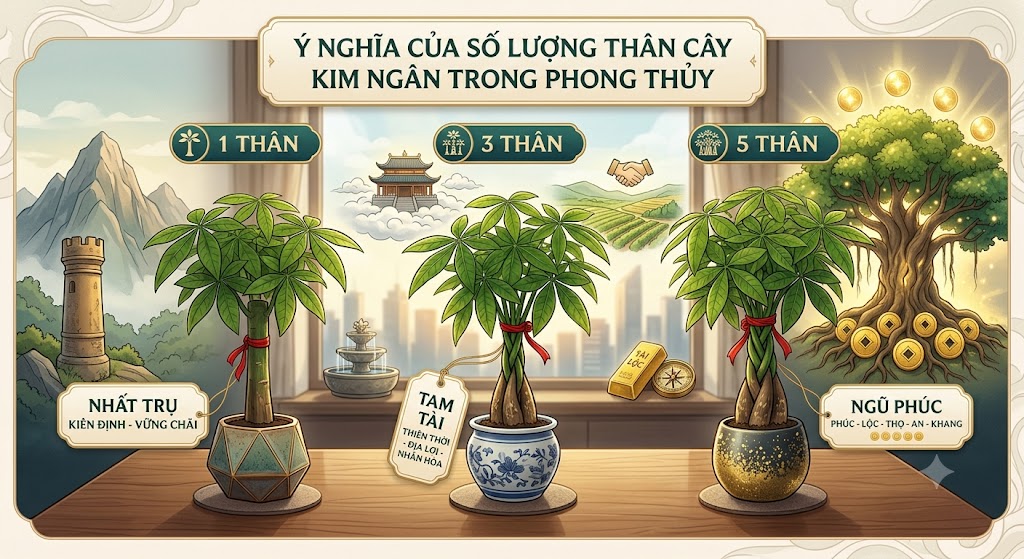 Ý Nghĩa Của Số Lượng Thân Cây Kim Ngân Trong Phong Thủy
