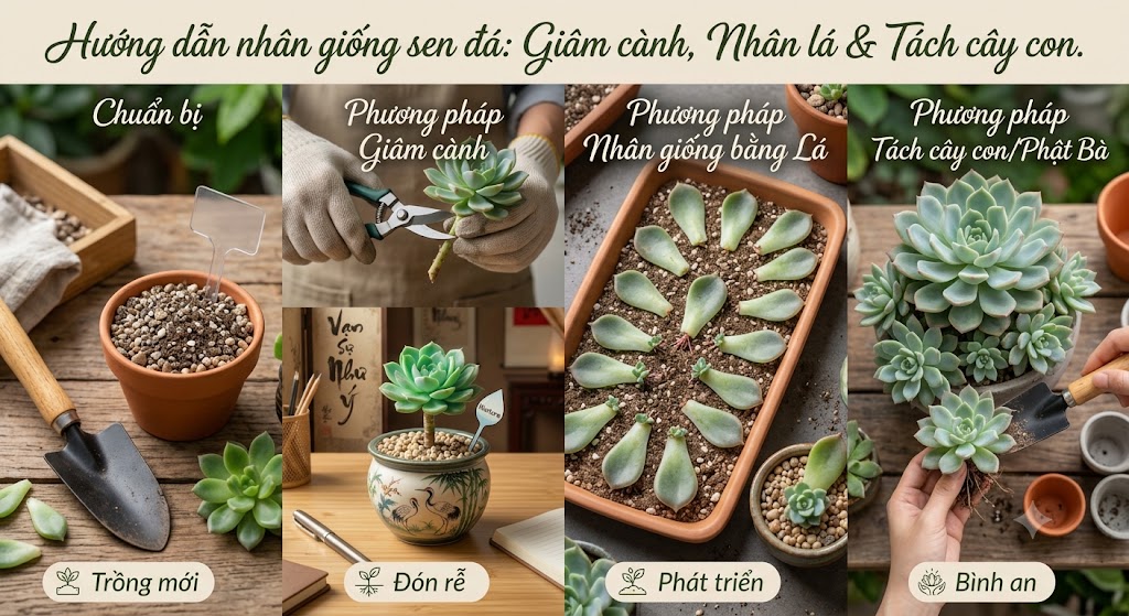 Hướng dẫn các phương pháp nhân giống sen đá tại nhà