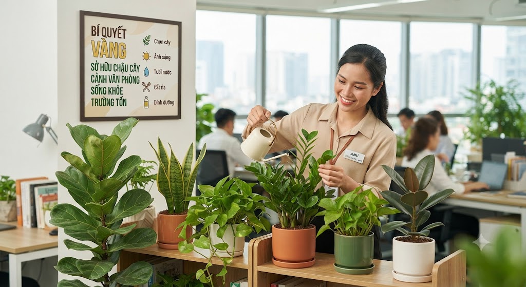 Bí Quyết Vàng Để Sở Hữu Chậu Cây Cảnh Văn Phòng Sống Khỏe Trường Tồn