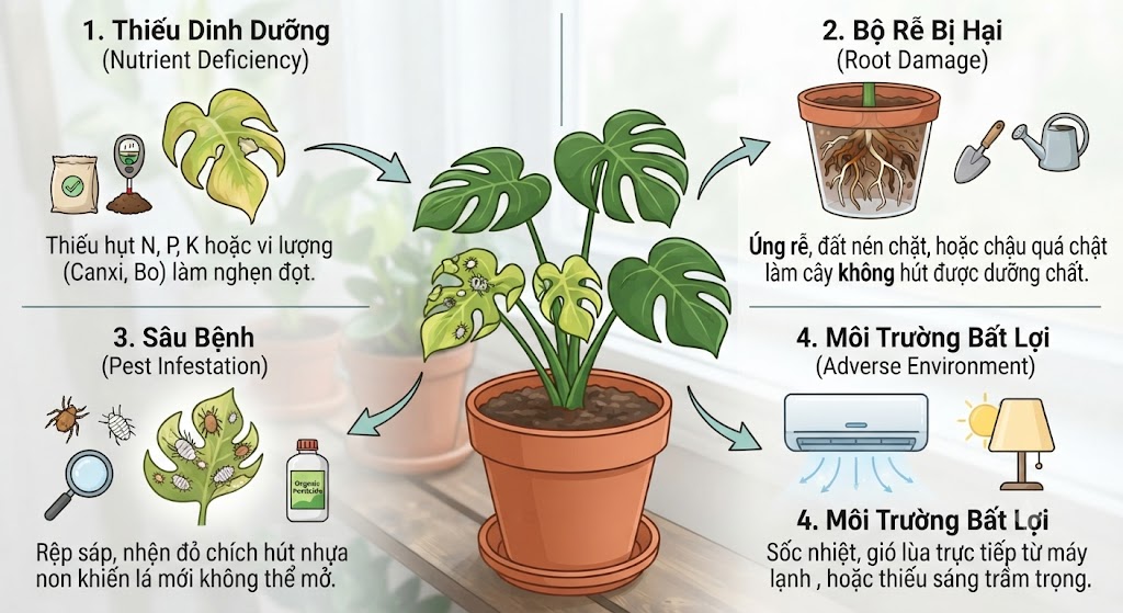 Các Nguyên Nhân Chính Khiến Cây Cảnh Ra Lá Non Nhưng Không Phát Triển