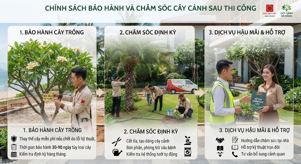 Chính Sách Bảo Hành Và Chăm Sóc Cây Cảnh Sau Thi Công