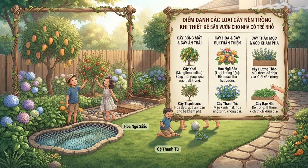 Điểm Danh Các Loại Cây Nên Trồng Khi Thiết Kế Sân Vườn Cho Nhà Có Trẻ Nhỏ
