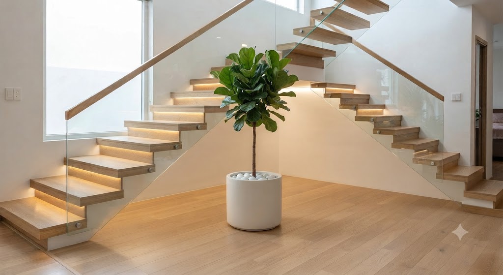 Dùng Chậu Cây đơn Giản Tạo điểm Nhấn Tối Giản (minimalism)