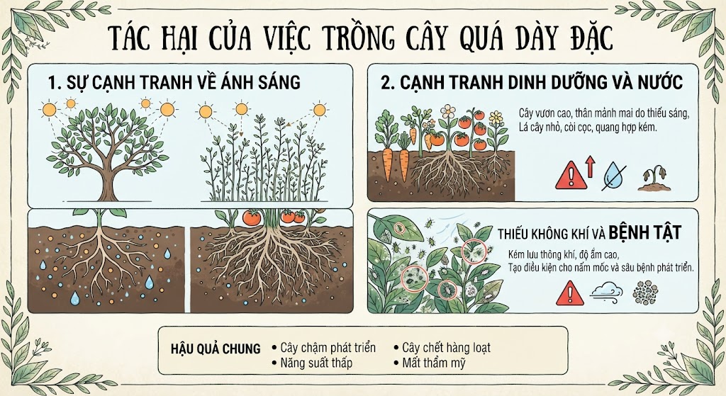 Không Nên Trồng Cây Quá Dày