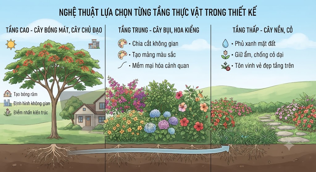 Nghệ Thuật Lựa Chọn Từng Tầng Thực Vật Trong Thiết Kế