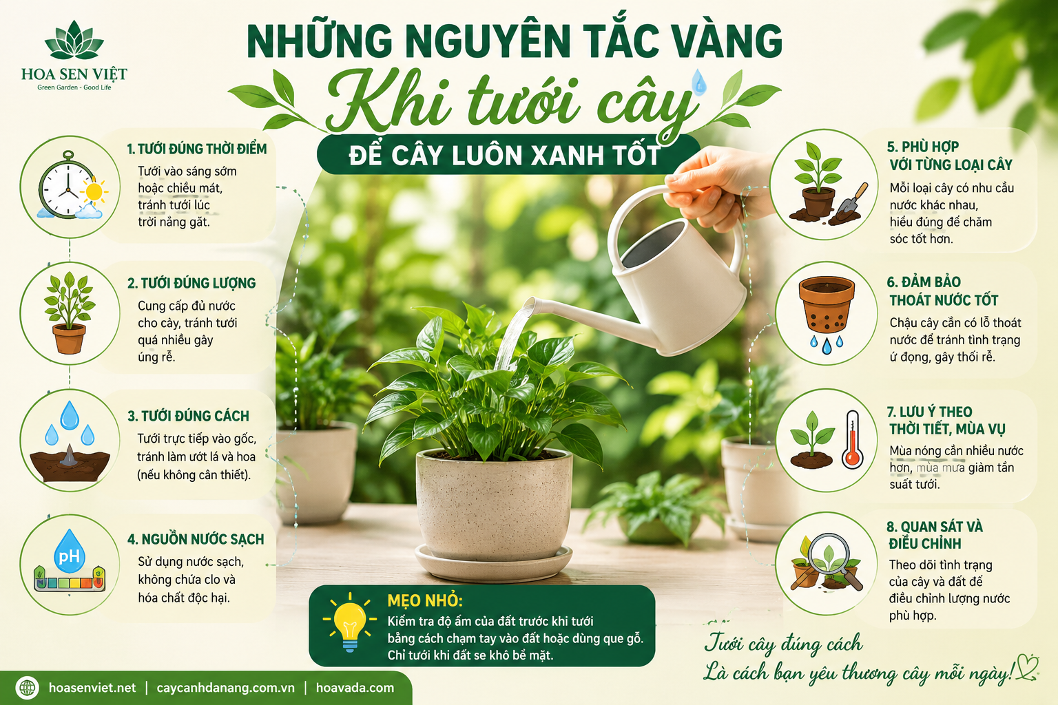 Những Nguyên Tắc Vàng Khi Tưới Cây để Cây Luôn Xanh Tốt