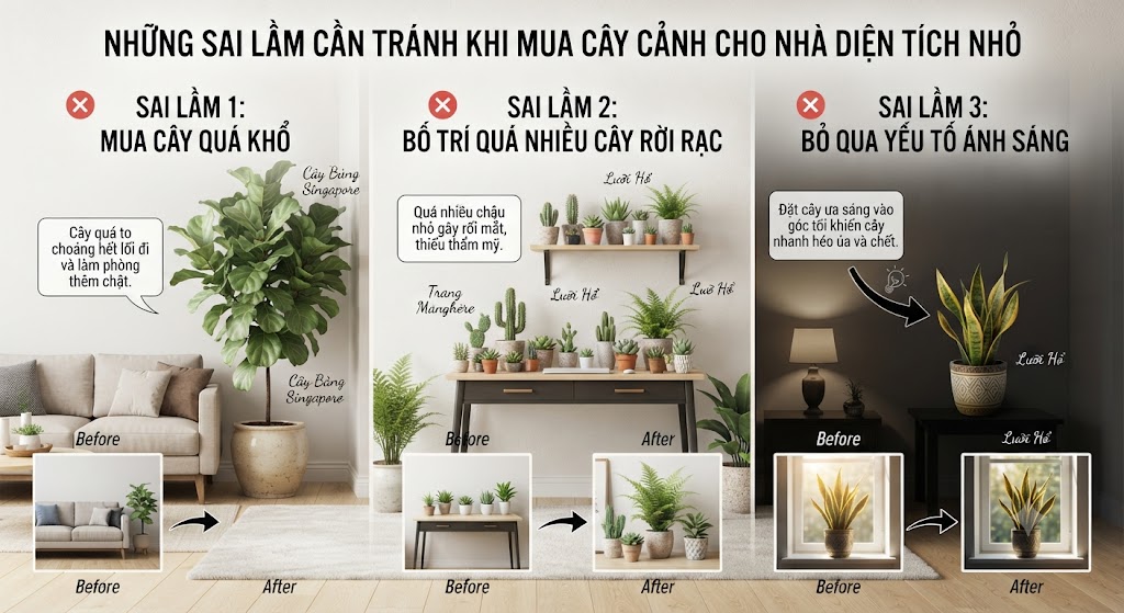 Những Sai Lầm Cần Tránh Khi Mua Cây Cảnh Cho Nhà Diện Tích Nhỏ