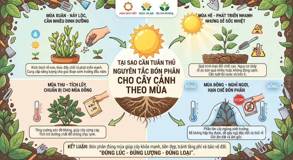 Tại Sao Cần Tuân Thủ Nguyên Tắc Bón Phân Cho Cây Cảnh Theo Mùa