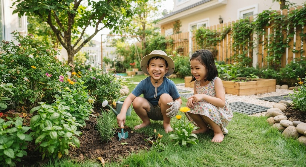 Thiết Kế Sân Vườn Cho Nhà Có Trẻ Nhỏ