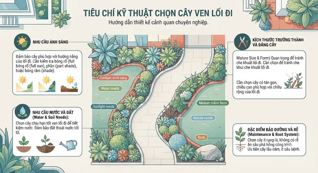 Tiêu Chí Lựa Chọn Cây Cảnh Trồng Ven Lối đi Chuẩn Kỹ Thuật Cảnh Quan