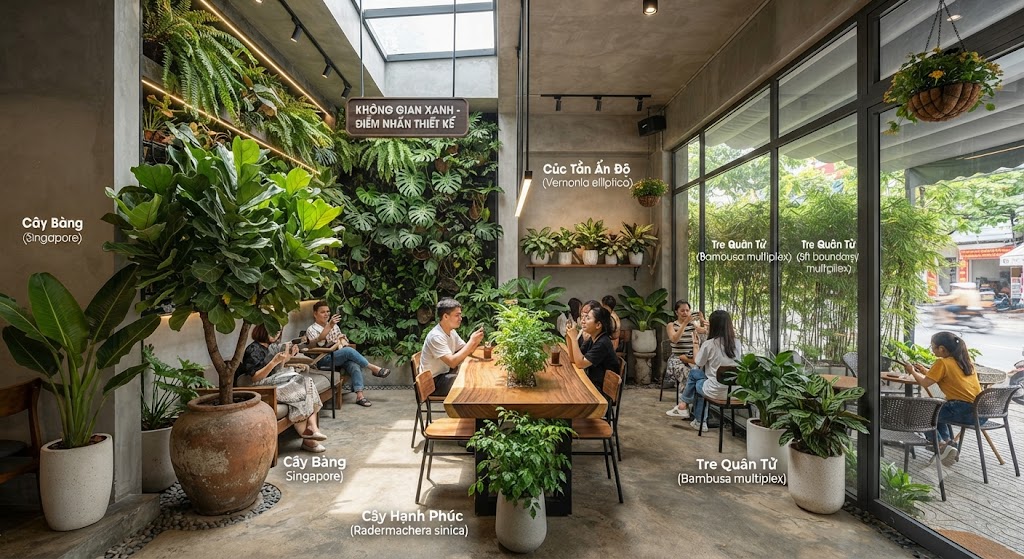 Vai Trò Cốt Lõi Của Cây Xanh Trong Thiết Kế Quán Café Tại Đà Nẵng